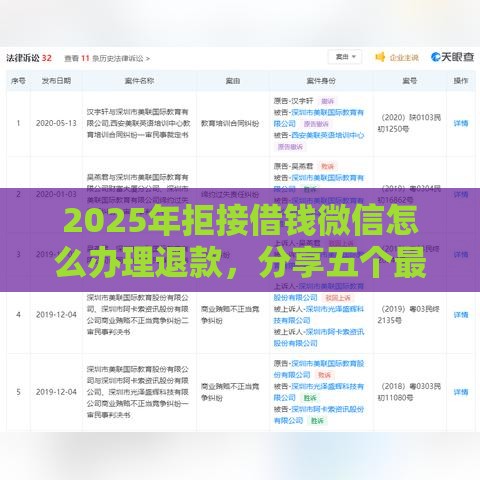 2025年拒接借钱微信怎么办理退款，分享五个最新黑网贷口子大全