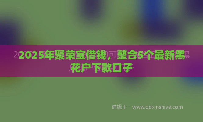 2025年聚荣宝借钱，整合5个最新黑花户下款口子