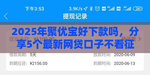2025年聚优宝好下款吗，分享5个最新网贷口子不看征信秒下款的平台
