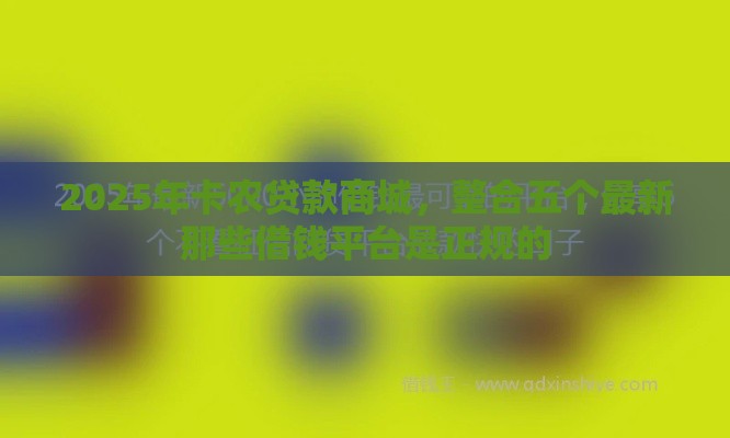 2025年卡农贷款商城，整合五个最新那些借钱平台是正规的