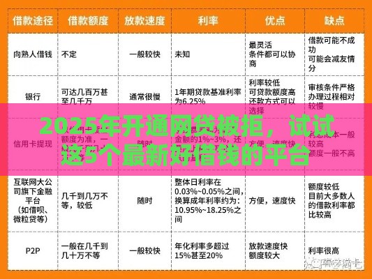 2025年开通网贷被拒，试试这5个最新好借钱的平台