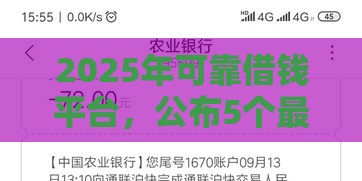 2025年可靠借钱平台，公布5个最新助贷公司黑户口子有什么