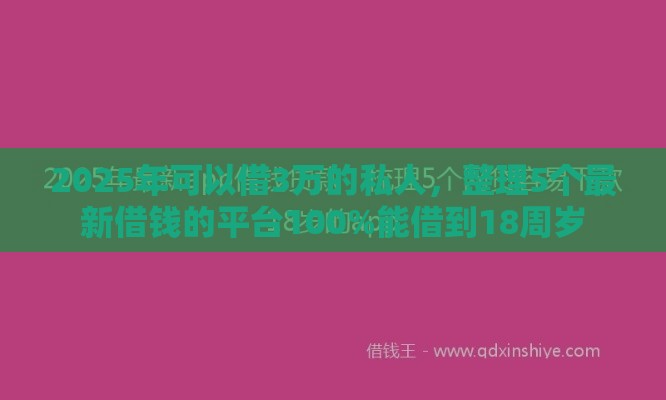 2025年可以借3万的私人，整理5个最新借钱的平台100%能借到18周岁