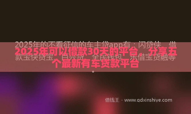 2025年可以借款30天的平台，分享五个最新有车贷款平台