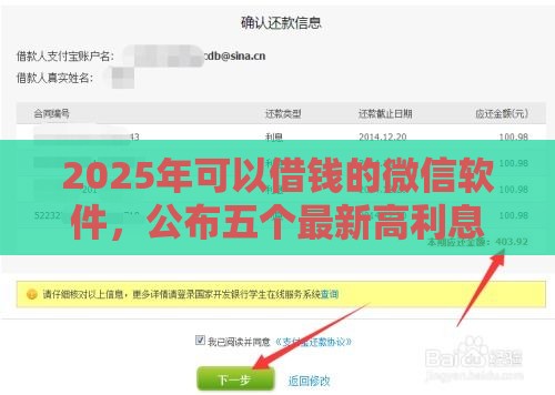 2025年可以借钱的微信软件，公布五个最新高利息贷款平台