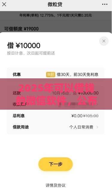 2025年可以借钱的微信软件，公布五个最新高利息贷款平台