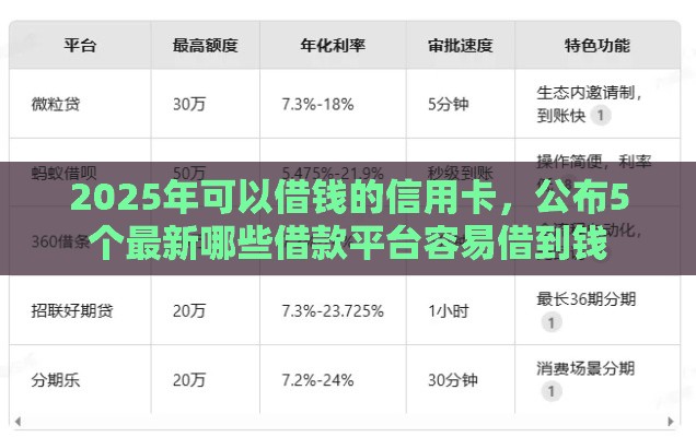 2025年可以借钱的信用卡,公布5个最新哪些借款平台容易借到钱 2025年可以借钱的信用卡,公布5个最新哪些借款平台容易借到钱