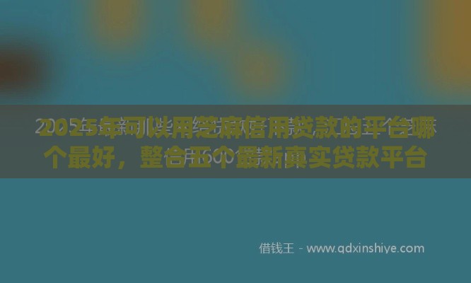 2025年可以用芝麻信用贷款的平台哪个最好，整合五个最新真实贷款平台