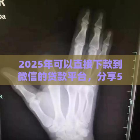 2025年可以直接下款到微信的贷款平台，分享5个最新公积金贷款的平台