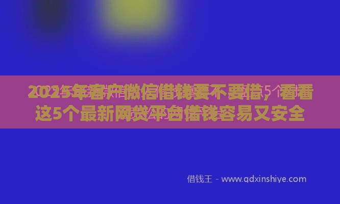 2025年客户微信借钱要不要借，看看这5个最新网贷平台借钱容易又安全