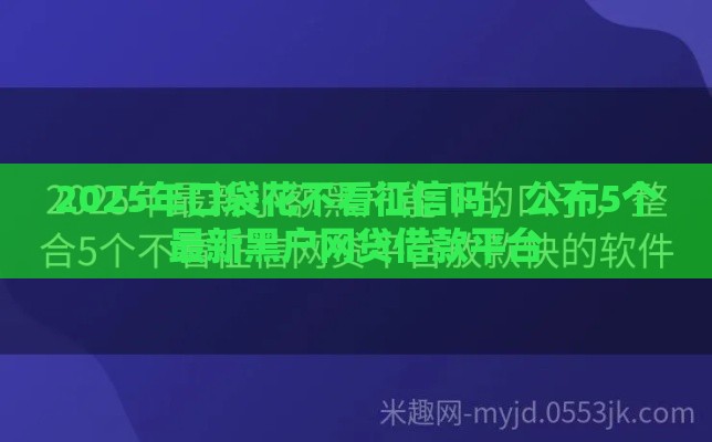 2025年口袋花不看征信吗，公布5个最新黑户网贷借款平台
