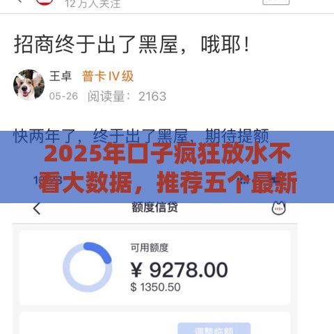 2025年口子疯狂放水不看大数据，推荐五个最新类似好分期一样容易下款的软件