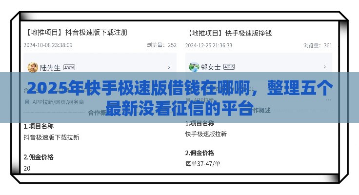 2025年快手极速版借钱在哪啊，整理五个最新没看征信的平台