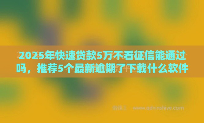 2025年快速贷款5万不看征信能通过吗，推荐5个最新逾期了下载什么软件可以借到钱
