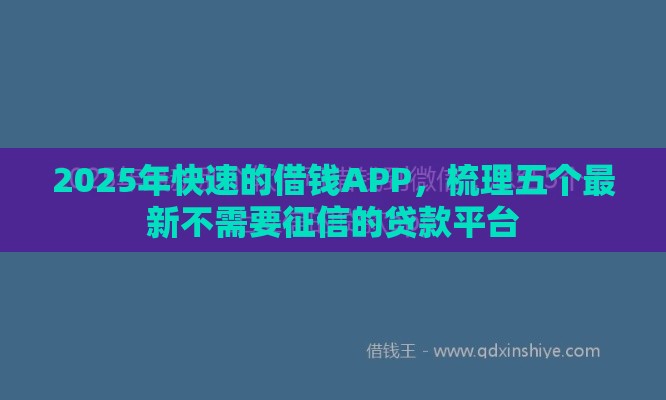 2025年快速的借钱APP，梳理五个最新不需要征信的贷款平台