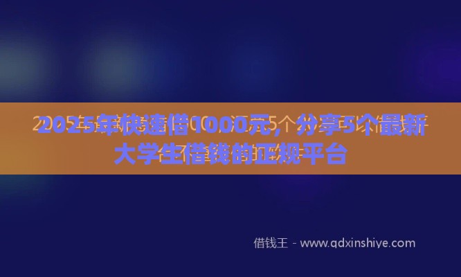 2025年快速借1000元，分享5个最新大学生借钱的正规平台