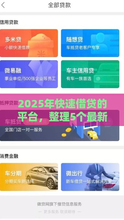2025年快速借贷的平台，整理5个最新抵押车贷款平台好