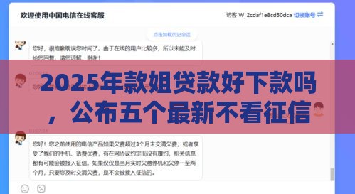 2025年款姐贷款好下款吗，公布五个最新不看征信不看综合评估的借款平台