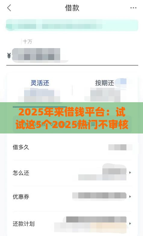 2025年来借钱平台：试试这5个2025热门不审核秒下款的高炮口子
