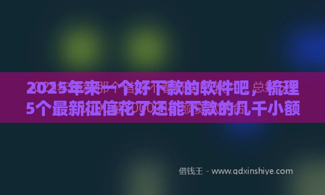 2025年来一个好下款的软件吧，梳理5个最新征信花了还能下款的几千小额度平台