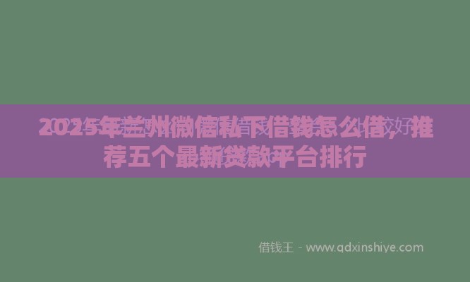 2025年兰州微信私下借钱怎么借，推荐五个最新贷款平台排行