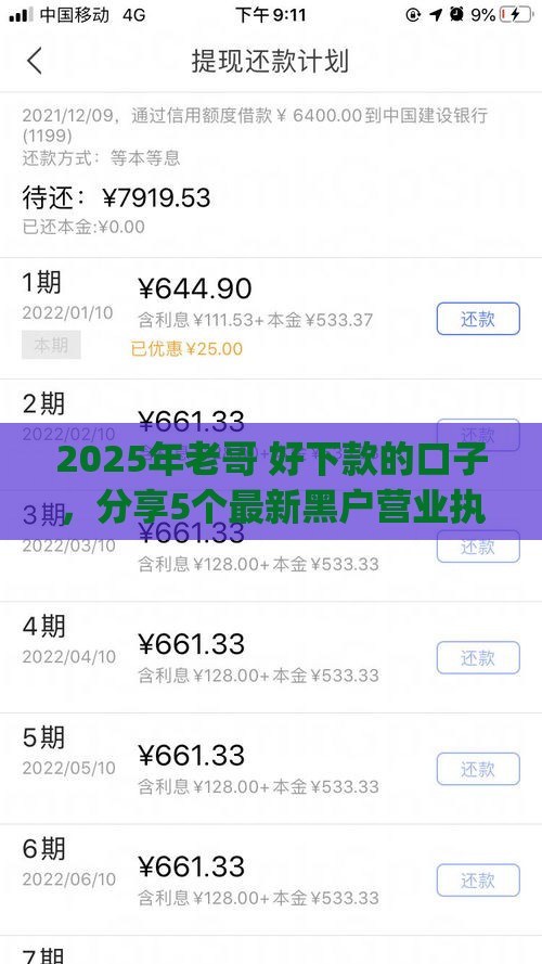 2025年老哥 好下款的口子，分享5个最新黑户营业执照贷款app口子