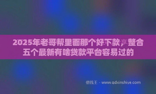 2025年老哥帮里面那个好下款，整合五个最新有啥贷款平台容易过的