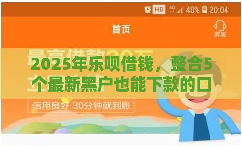 2025年乐呗借钱，整合5个最新黑户也能下款的口子