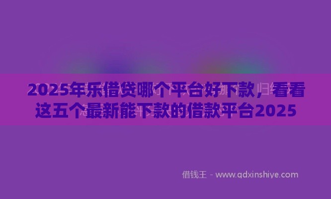 2025年乐借贷哪个平台好下款，看看这五个最新能下款的借款平台2025