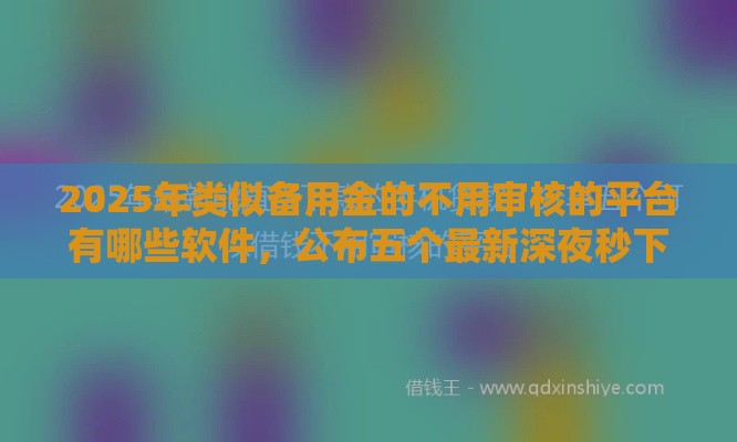 2025年类似备用金的不用审核的平台有哪些软件，公布五个最新深夜秒下款的高炮口子