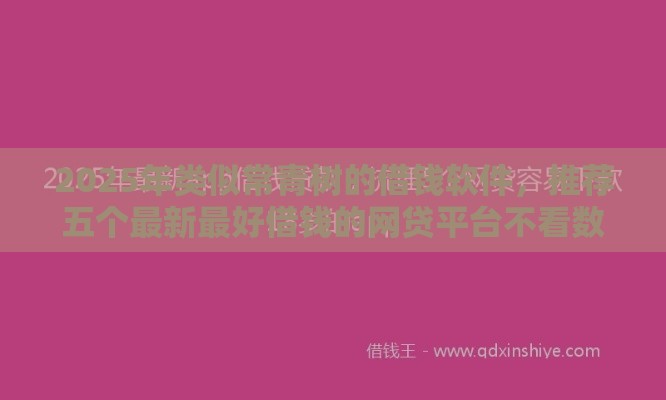 2025年类似常青树的借钱软件，推荐五个最新最好借钱的网贷平台不看数据