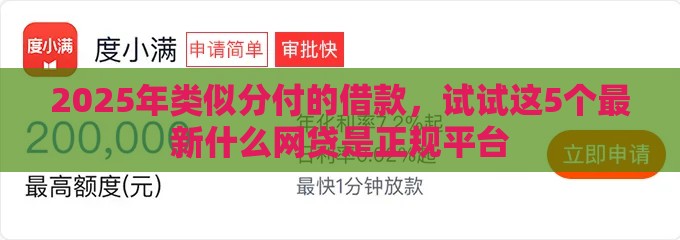 2025年类似分付的借款，试试这5个最新什么网贷是正规平台