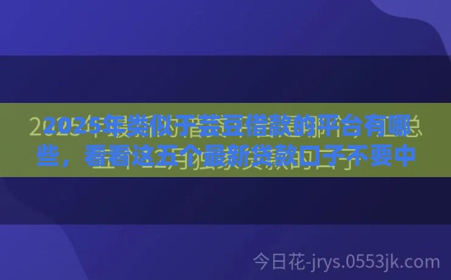2025年类似于芸豆借款的平台有哪些，看看这五个最新贷款口子不要中介求推荐