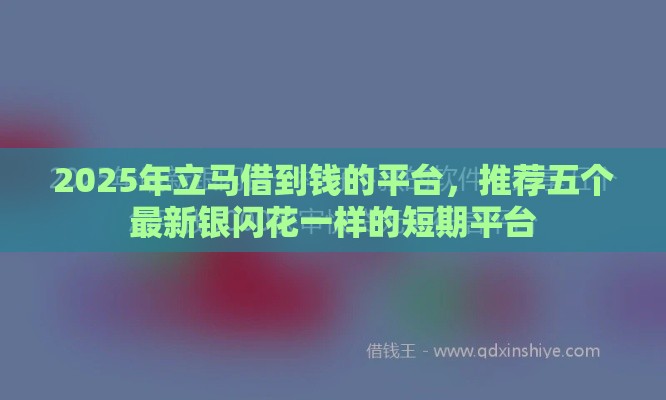 2025年立马借到钱的平台，推荐五个最新银闪花一样的短期平台