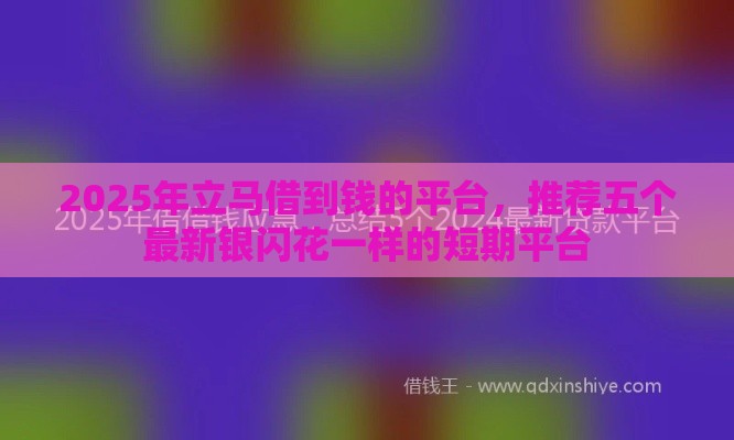 2025年立马借到钱的平台，推荐五个最新银闪花一样的短期平台