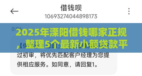 2025年溧阳借钱哪家正规，整理5个最新小额贷款平台推荐