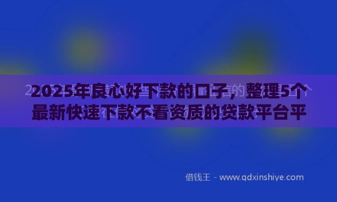 2025年良心好下款的口子，整理5个最新快速下款不看资质的贷款平台平台