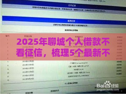 2025年聊城个人借款不看征信，梳理5个最新不审核直接放款1000的口子