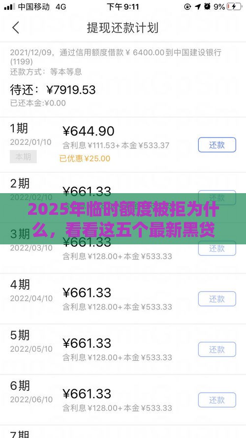2025年临时额度被拒为什么，看看这五个最新黑贷款马上下款的口子
