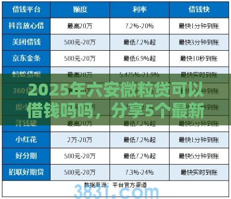 2025年六安微粒贷可以借钱吗吗，分享5个最新可以贷款平台