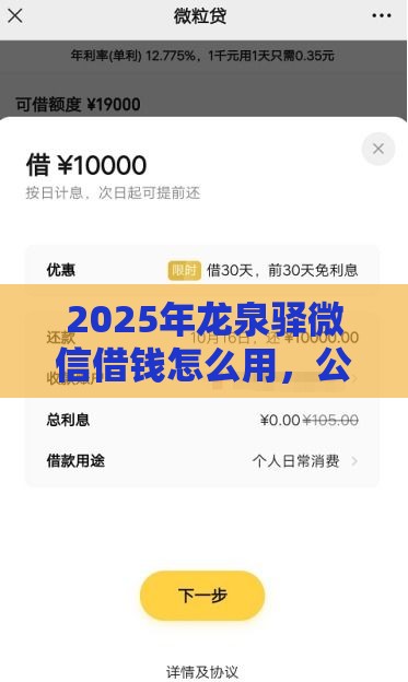 2025年龙泉驿微信借钱怎么用，公布5个最新非中介贷款平台