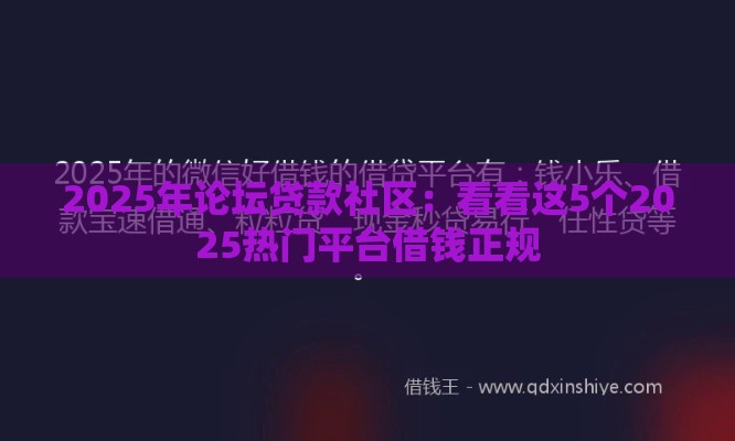 2025年论坛贷款社区：看看这5个2025热门平台借钱正规