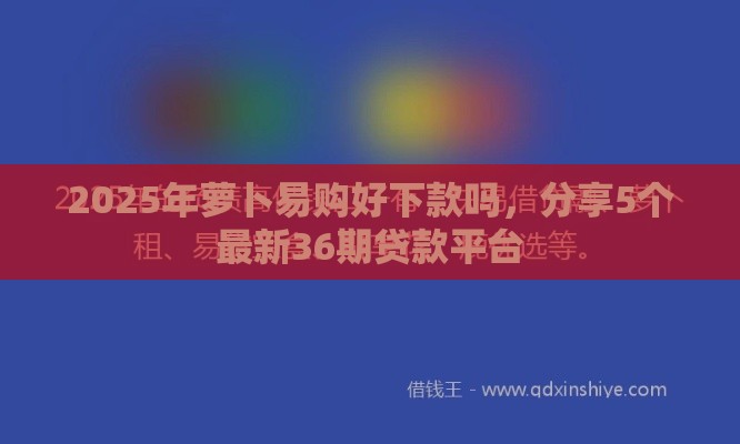 2025年萝卜易购好下款吗，分享5个最新36期贷款平台