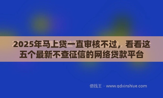 2025年马上贷一直审核不过,看看这五个最新不查征信的网络贷款平台 2025年马上贷一直审核不过,看看这五个最新不查征信的网络贷款平台