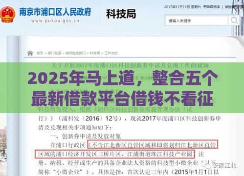 2025年马上道，整合五个最新借款平台借钱不看征信