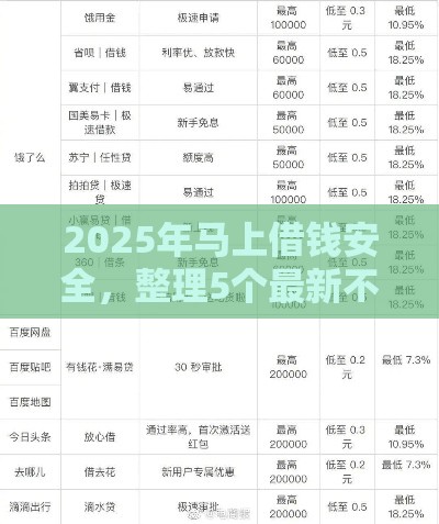 2025年马上借钱安全，整理5个最新不看征信不是网贷平台