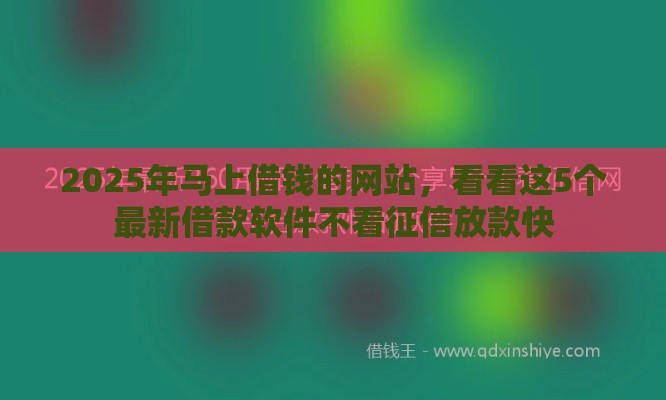 2025年马上借钱的网站,看看这5个最新借款软件不看征信放款快 2025年马上借钱的网站,看看这5个最新借款软件不看征信放款快