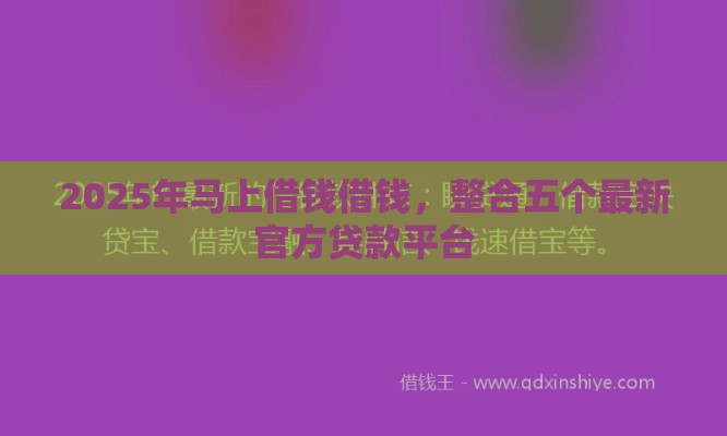 2025年马上借钱借钱，整合五个最新官方贷款平台