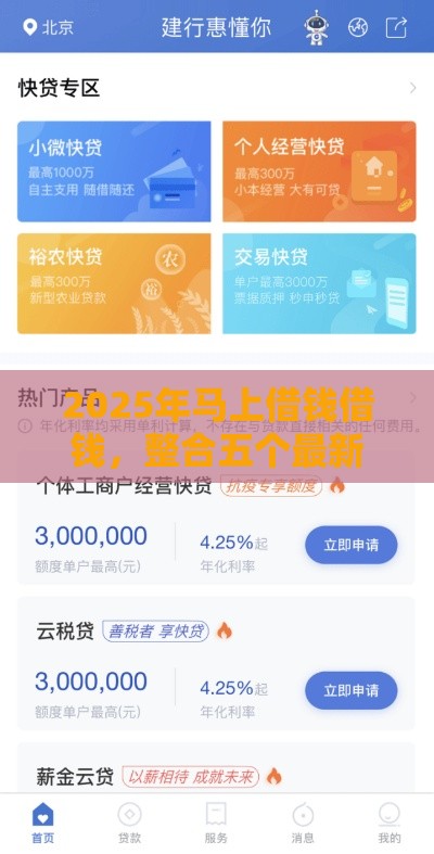 2025年马上借钱借钱，整合五个最新官方贷款平台