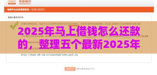 2025年马上借钱怎么还款的，整理五个最新2025年12月网贷平台